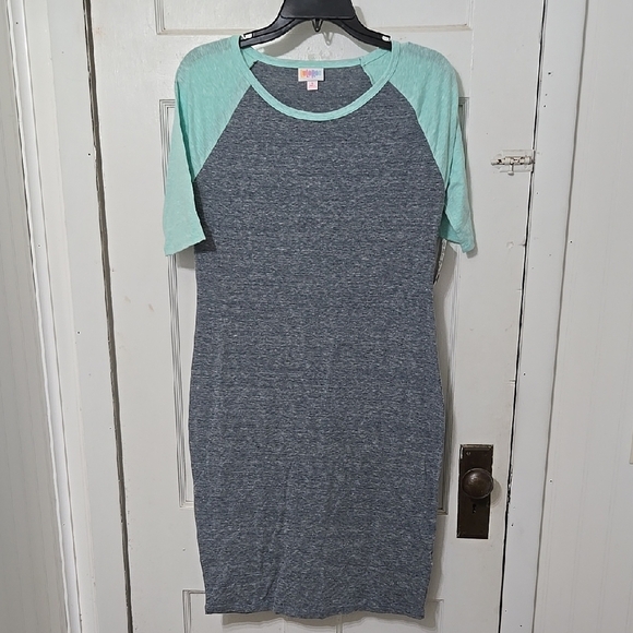 Lularoe Julia Shirt Dress NWT Small Gray And Mint - Picture 1 of 4